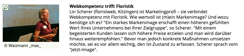 Bericht über Lin Scherer auf Marketingtag 2022 von Landwirtschaftsamt Kitzingen/Würzburg